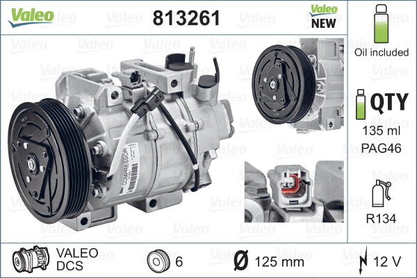 Kompressori, ilmastointilaite VALEO 813261