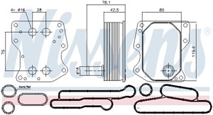 Öljynjäähdytin, moottoriöljy, FORD, 1469718, 1842739, 2027615, 2128720, 7C166B624BB, BK3Q6B624CA, BK3Q6B624CC, BK3Q6B624CD