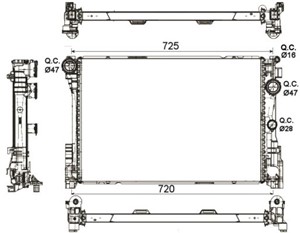 Jäähdytin, moottorinjäähdytys, MERCEDES-BENZ, 0995002703, 0995006203, A0995002703, A0995006203