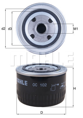 Öljynsuodatin MAHLE ORIGINAL OC 102