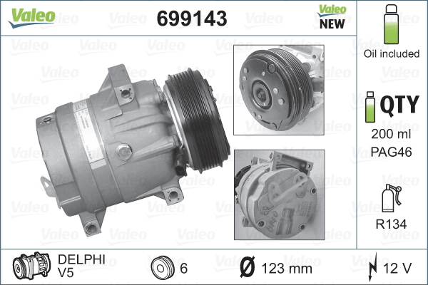 Kompressori, ilmastointilaite VALEO 699143