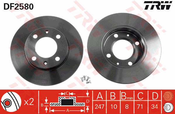 Jarrulevy TRW DF2580