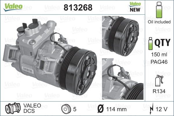 Kompressori, ilmastointilaite VALEO 813268