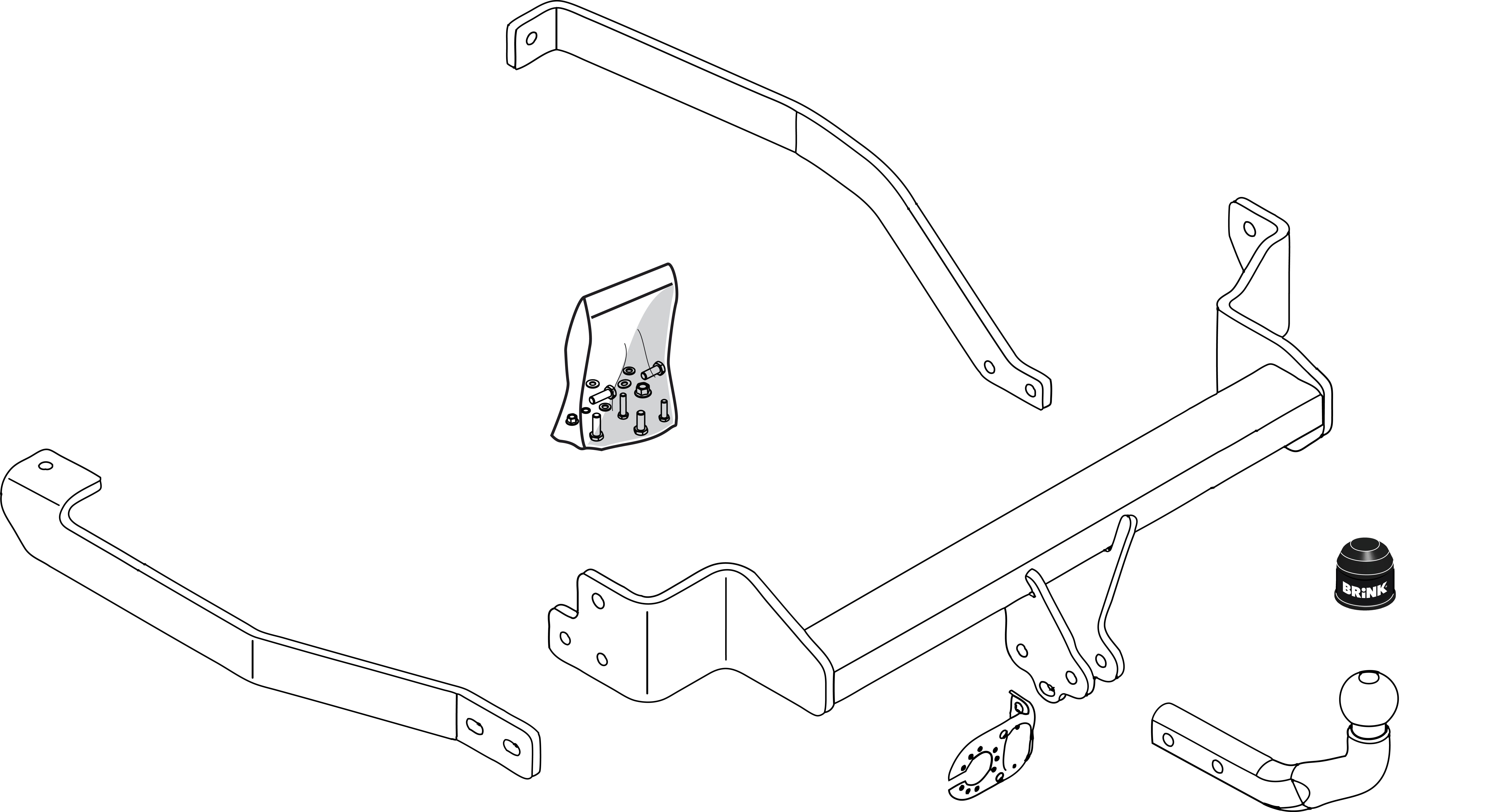 Vetokoukku BRINK 365600 Peugeot 807, Citroen C8 '02-, Lancia Phedra '02-10, Fiat Ulysse '02-11