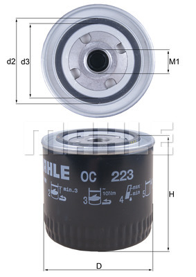 Öljynsuodatin MAHLE ORIGINAL OC 223