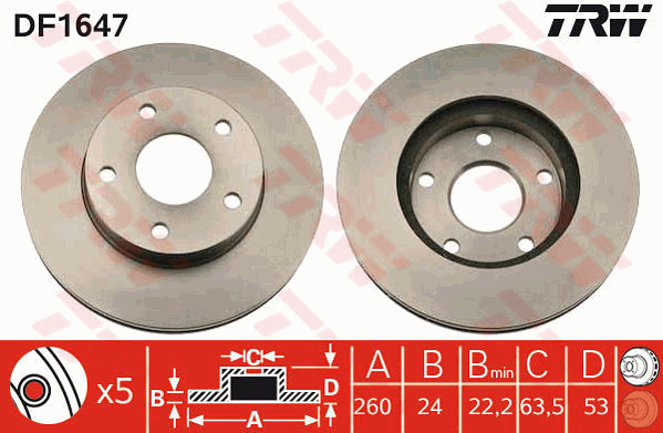 Jarrulevy TRW DF1647