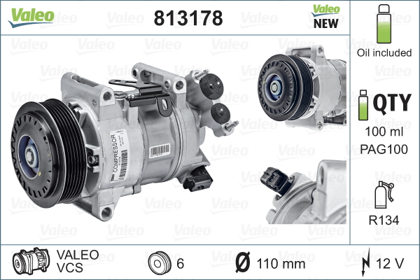 Kompressori, ilmastointilaite VALEO 813178