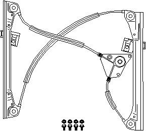 Lasinnostin, Eteen, vasen, VW POLO, POLO Sedan, 6Q3 837 461A, 6Q3 837 461E, 6Q3 837 461G, 6Q3 837 461J, 6Q3 837 461JS