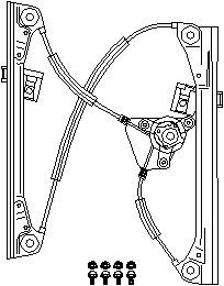 Lasinnostin, Eteen, vasen, VW POLO, POLO Sedan, 6Q4 837 461F, 6Q4 837 461FS