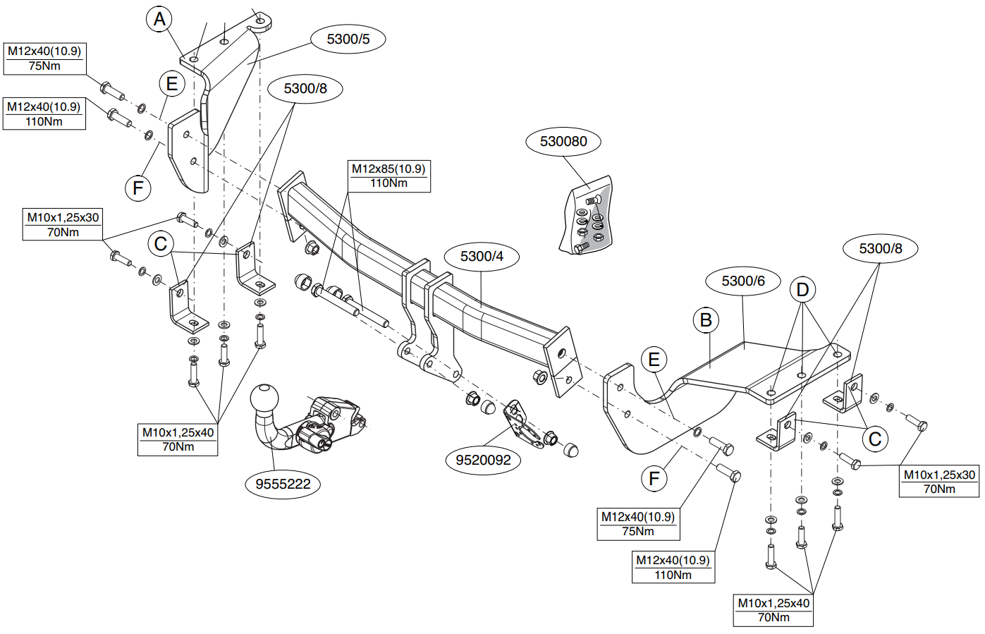 Vetokoukku BRINK 530000 Citroen C-Crosser, Peugeot 4007 '07-, Mitsubishi Outlander '06-12