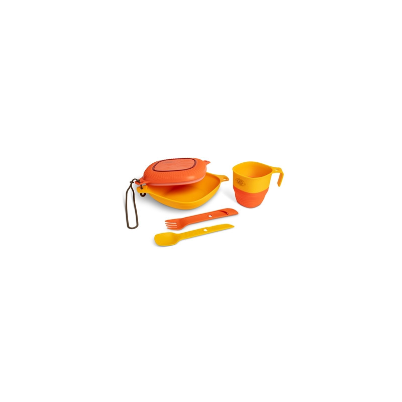 UCO mess kit 6pc, muovinen 6-osainen ruokarasiasetti, retro/sunrise