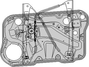 Lasinnostin, Eteen, oikea, VW BORA, BORA Variant, GOLF IV, GOLF Variant IV, 1J4 837 462F, 1J4 837 462H, 1JM 898 462B, 81.43701-6607
