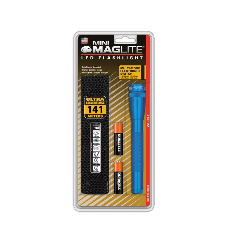 Mini Mag LED 2AA sininen (Cree LED. Sis.paristot+vyötup)