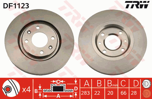Jarrulevy TRW DF1123