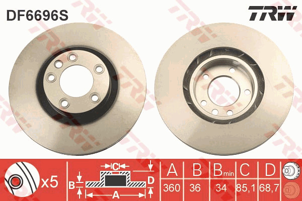 Jarrulevy TRW DF6696S