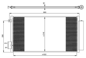 Kondensaattori, ilmastointilaite, FIAT 500L, TIPO Halvkombi, TIPO Kombi, TIPO Sedan, 51887955, 52102801, 7581200, 7581635, 758201