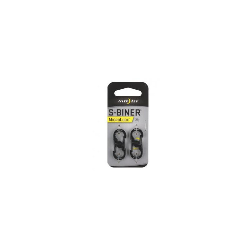 Niteize S-Biner MicroLock, musta, 2kpl paketti