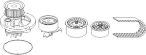 Vesipumppu + jakohihnasarja, OPEL,VAUXHALL, 09199592, 09199592S, 13 34 077S, 93174119, 93180218, 93185845