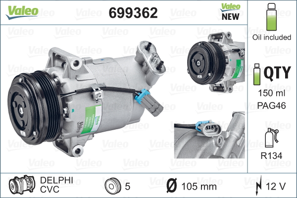 Kompressori, ilmastointilaite VALEO 699362