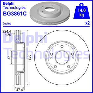 Jarrulevy DELPHI BG3861C