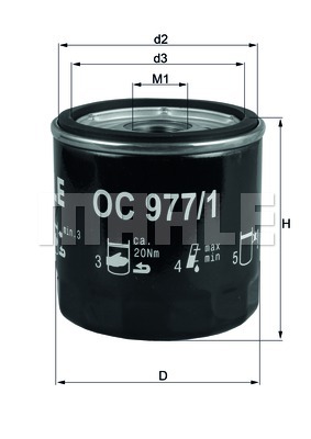 Öljynsuodatin MAHLE ORIGINAL OC 977/1