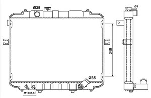 Jäähdytin, moottorinjäähdytys, HYUNDAI H100 Buss, H100 Flak/chassi, H100 Skåp, 253004B000, 253004B001, 253004B100, 253104B001