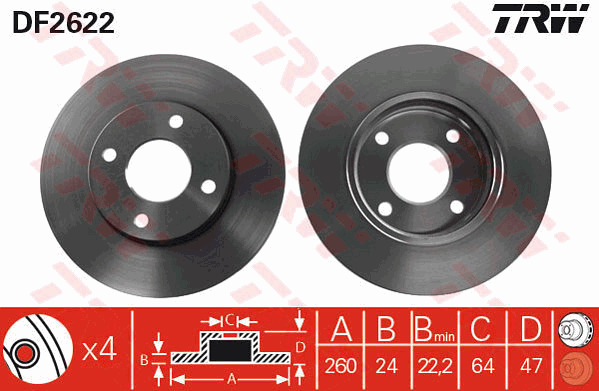 Jarrulevy TRW DF2622