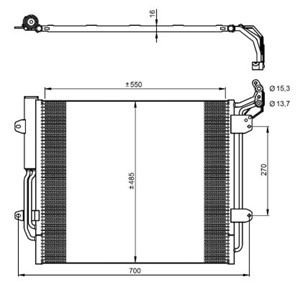 Kondensaattori, ilmastointilaite, SEAT ALHAMBRA, VW SHARAN, 03G 121 113, 050 121 113 C, 06B 121 113 A, 7N0820411A, 7N0820411B, 7N0820411