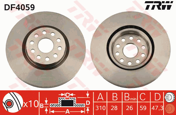 Jarrulevy TRW DF4059
