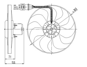 Tuuletin, moottorin jäähdytys, Molemminpuolin, Oikea, Vasen, AUDI,SEAT,SKODA,VW, 1J0959455M, 6N0959455F, 6N0959455G, 6N0959455L, 6QD9594