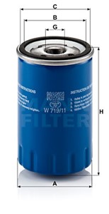 Öljynsuodatin, CITROËN,FIAT,PEUGEOT,TALBOT, 1109 52, 5003 173, 5003 202, 5009 422, 5012 039, 5431 605, 5443 746 C, 5443 746, 5443476, 54