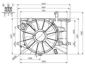 Tuuletin, moottorin jäähdytys, HYUNDAI ELANTRA Sedan, KIA CERATO Sedan, 000 830 29 83, 253803X000, A000 830 29 83