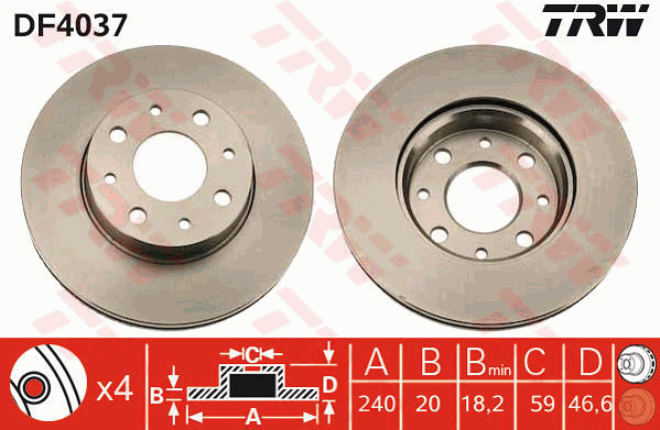 Jarrulevy TRW DF4037
