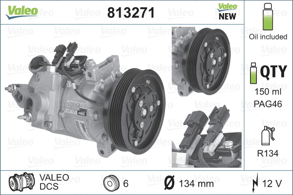 Kompressori, ilmastointilaite VALEO 813271