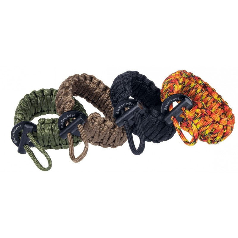 Bushmen Paracord-ranneke tuluksella, useita värejä