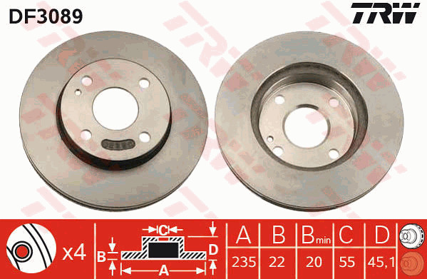Jarrulevy TRW DF3089
