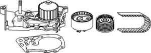 Vesipumppu + jakohihnasarja, DACIA,NISSAN,RENAULT, 2101 000 QAAS, 2101 052 96RS, 8200 582 675S