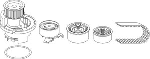 Vesipumppu + jakohihnasarja, OPEL,VAUXHALL, 13 34 135S2, 90543935, 90543935S2, 93174119, 93180218, 93185845