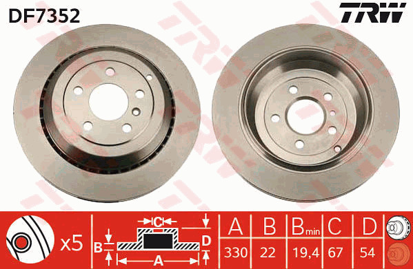 Jarrulevy TRW DF7352