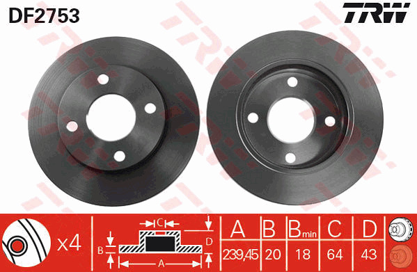 Jarrulevy TRW DF2753
