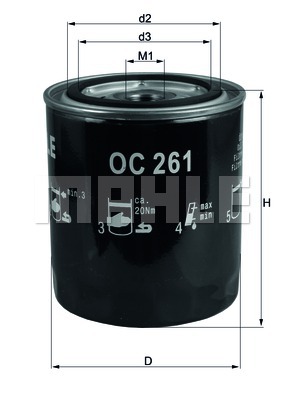 Öljynsuodatin MAHLE ORIGINAL OC 261