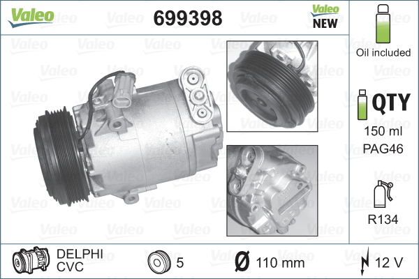 Kompressori, ilmastointilaite VALEO 699398