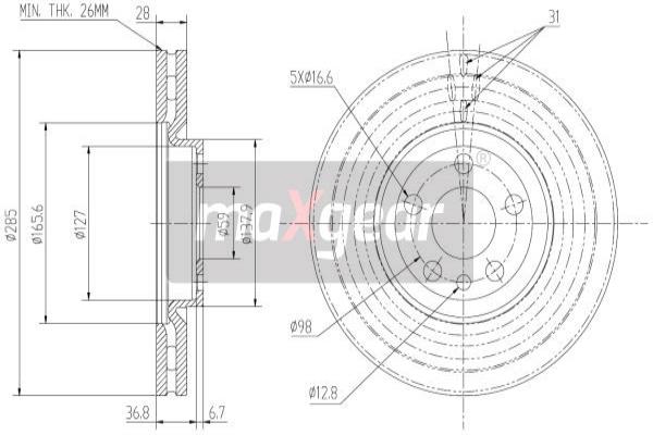 Jarrulevy MAXGEAR 19-1291MAX