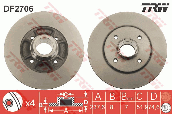 Jarrulevy TRW DF2706