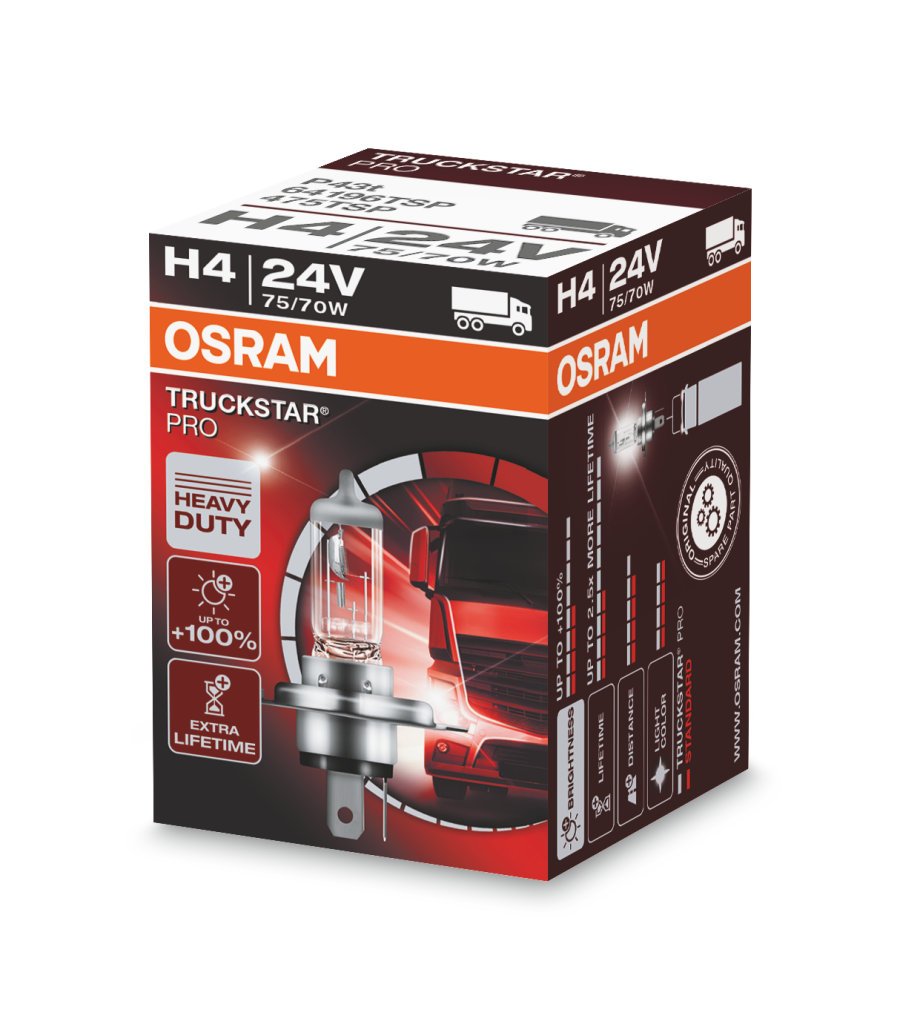 Halogeeni poltin OSRAM TRUCKSTAR 24V H4 75/70W