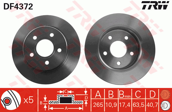 Jarrulevy TRW DF4372