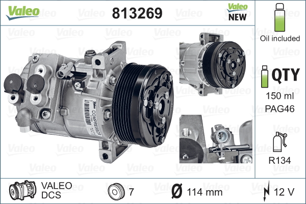 Kompressori, ilmastointilaite VALEO 813269