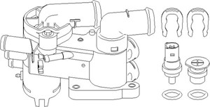 Termostaattikotelo, AUDI A2, VW NEW BEETLE, NEW BEETLE Cabriolet, 032 121 111AH, 032 121 111AM, 032 121 111BE