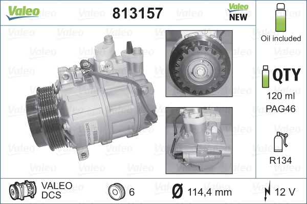 Kompressori, ilmastointilaite VALEO 813157