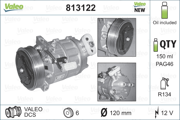 Kompressori, ilmastointilaite VALEO 813122
